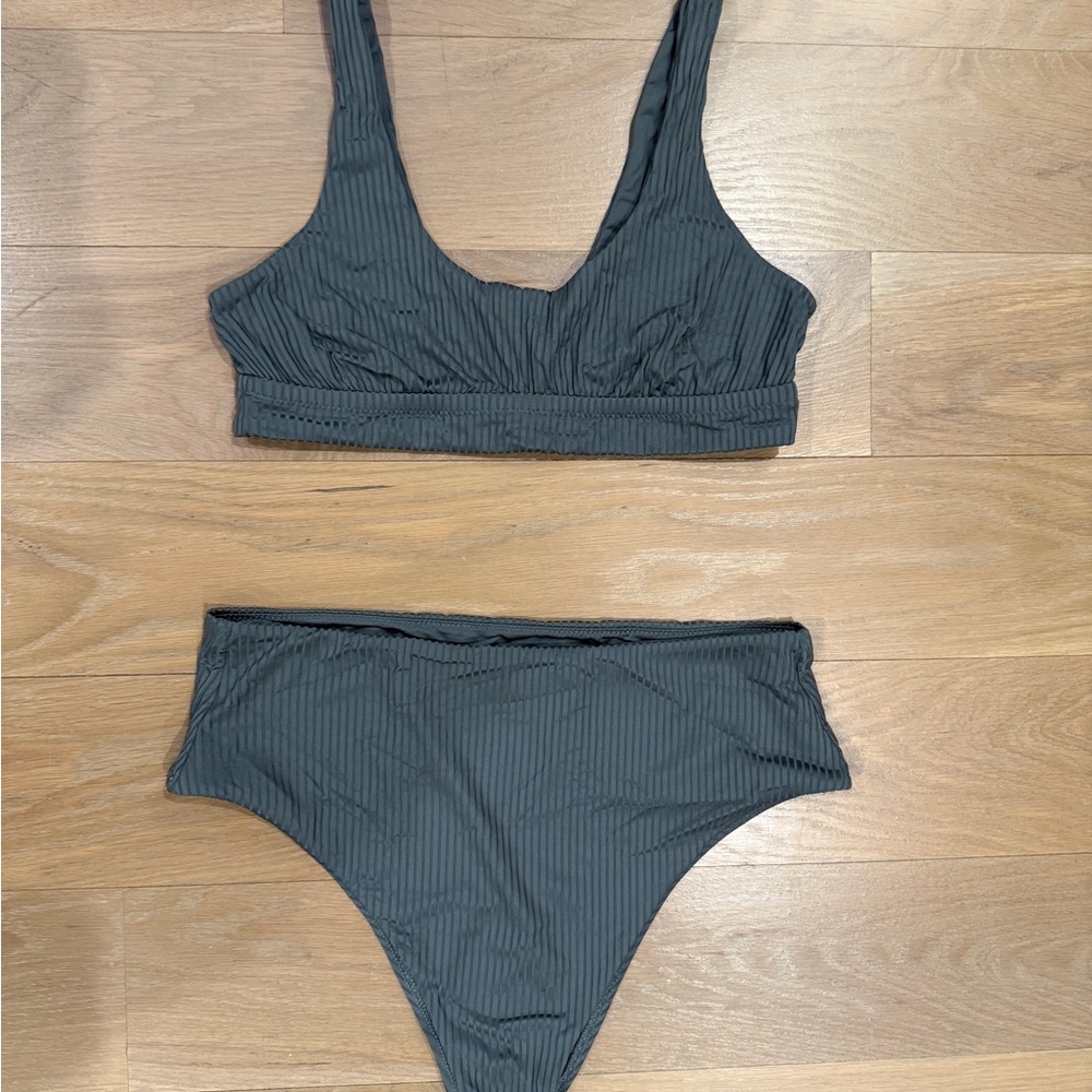 Vitamin A Sea Green Ribbed Bikini Set